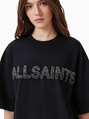 AllSaints Black Amelie Pearl 100% Organic Cotton T-Shirt - Image 3 of 7