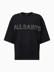 AllSaints Black Amelie Pearl 100% Organic Cotton T-Shirt - Image 7 of 7