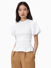 Blanco - AllSaints Dael 100% Cotton Top - Imagen 1 de 7