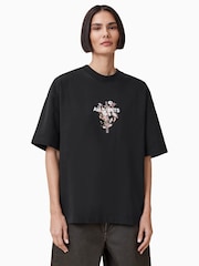 AllSaints Black Eternal Etta 100% Organic Cotton T-Shirt - Image 1 of 8