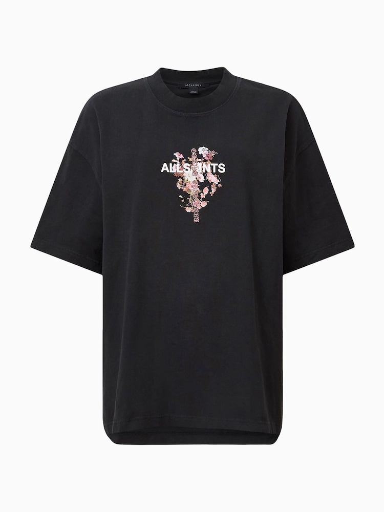 AllSaints Black Eternal Etta 100% Organic Cotton T-Shirt - Image 8 of 8