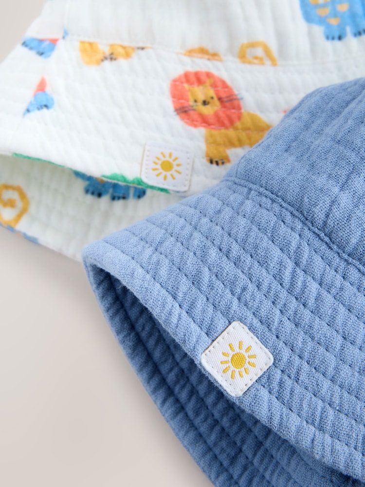 Blue Colbalt Baby Bucket Hats 2 Pack (0mths-2yrs) - Image 2 of 3 Blue Colbalt Baby Bucket Hats 2 Pack (0mths-2yrs) - Image 2 of 3