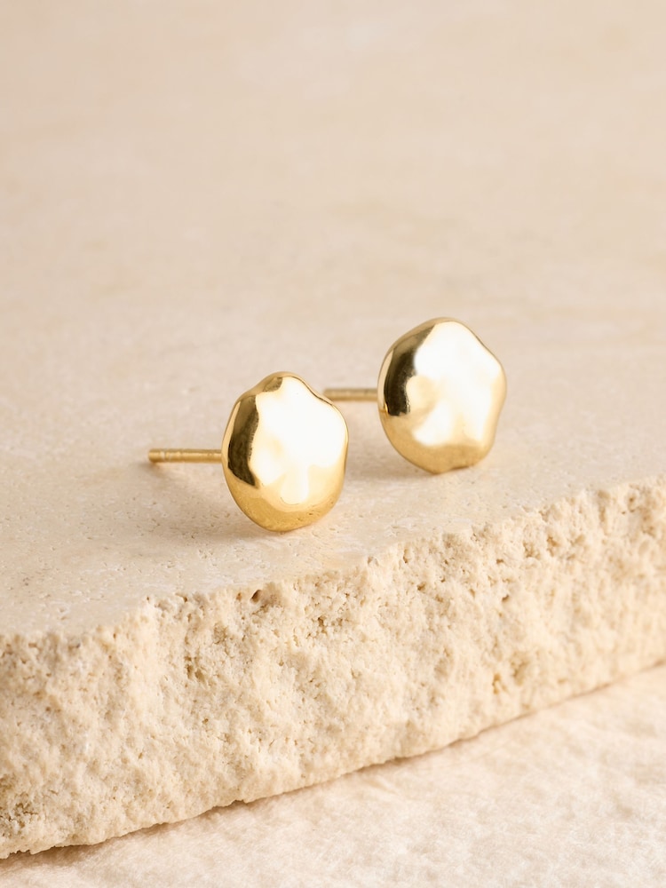 Gold Plated Sterling Silver Shaped Circular Stud Earrings - Image 3 of 3