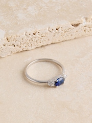 Sterling Silver Sapphire Coloured Stone Ring - Image 1 of 3