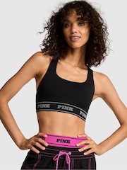 Victoria's Secret PINK Black Rose Print Reversible Sports Bra - Image 1 of 3