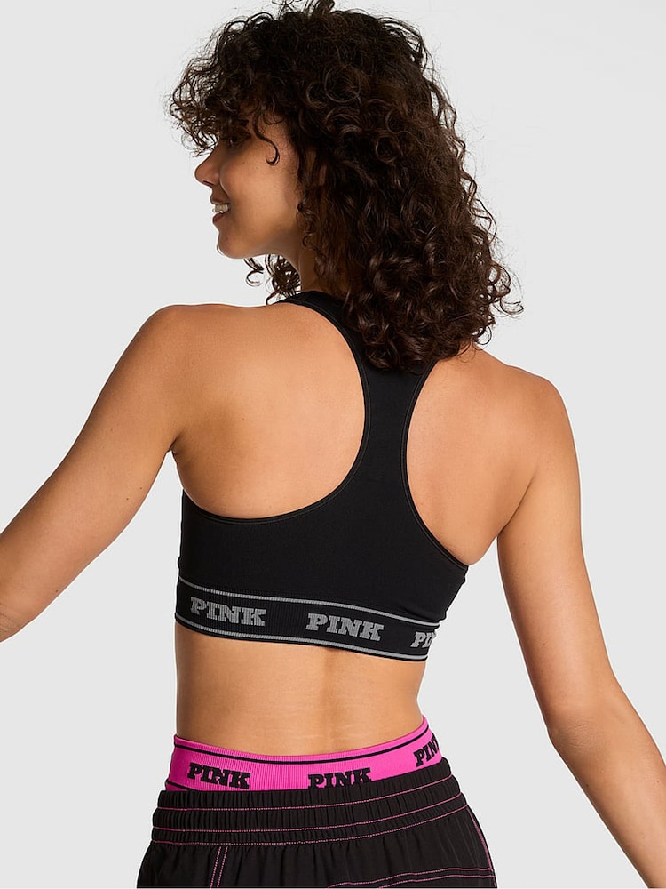 Victoria's Secret PINK Black Rose Print Reversible Sports Bra - Image 2 of 3 Victoria's Secret PINK Black Rose Print Reversible Sports Bra - Image 2 of 3