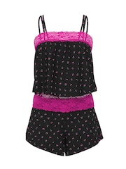 Victoria's Secret PINK Black Lace Trim Pyjamas Set - Image 3 of 3