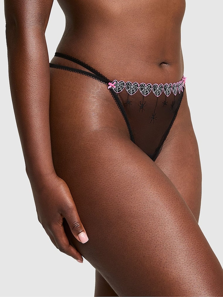Victoria's Secret PINK Black Halloween G-String Spider Web Embroidery Knickers - Image 1 of 3 Victoria's Secret PINK Black Halloween G-String Spider Web Embroidery Knickers - Image 1 of 3