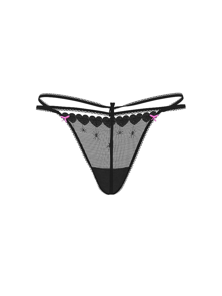 Victoria's Secret PINK Black G-String Spider Web Embroidery Knickers - Image 3 of 3