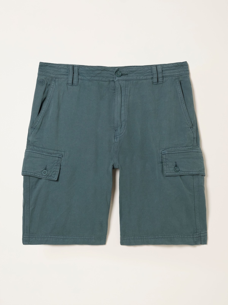 FatFace Brecon Dark Teal Garment Dye Cargo Shorts - Image 1 of 1