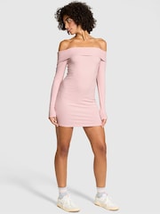 Victoria's Secret PINK Dollhouse Pink Off The Shoulder Ribbed Dress - Image 1 of 3