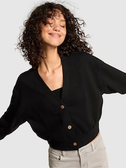 Victoria's Secret PINK Black Cropped Fleece Cardigan - Image 1 of 2
