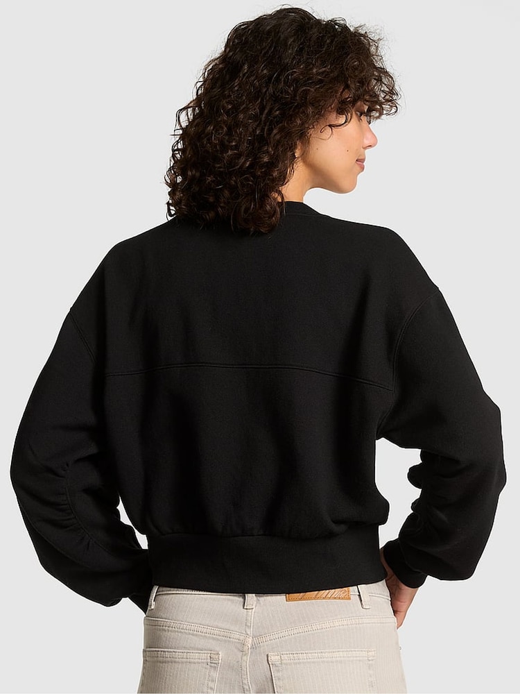 Victoria's Secret PINK Black Cropped Fleece Cardigan - Image 2 of 2