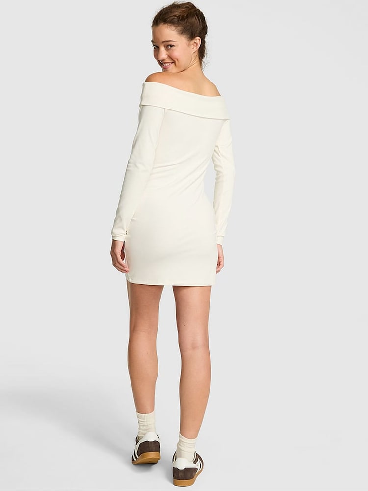 Victoria's Secret PINK Winter White Off The Shoulder Ribbed Dress - Image 2 of 3 Victoria's Secret PINK Winter White Off The Shoulder Ribbed Dress - Image 2 of 3