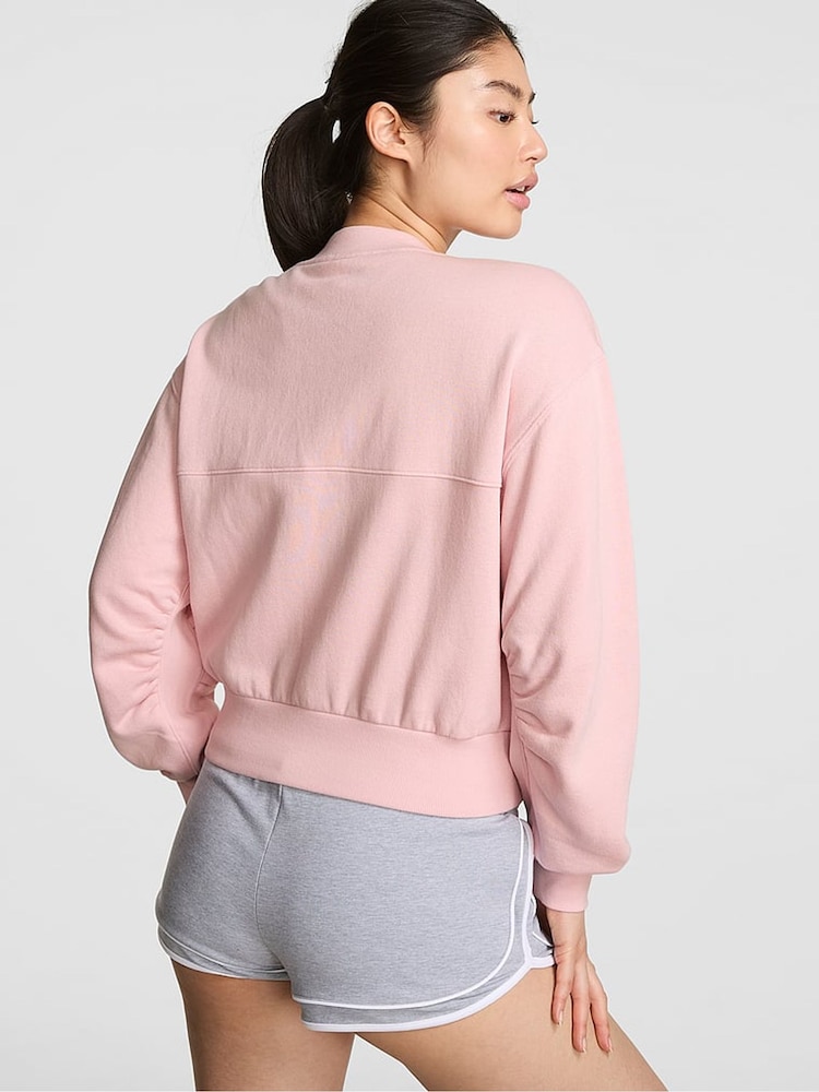 Victoria's Secret PINK Dollhouse Pink Cropped Fleece Cardigan - Image 2 of 2 Victoria's Secret PINK Dollhouse Pink Cropped Fleece Cardigan - Image 2 of 2