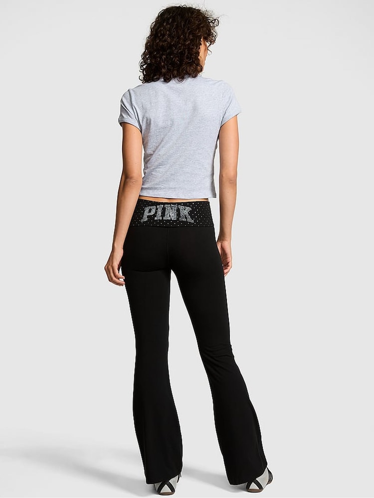 Victoria's Secret PINK Black Foldover Leggings - Image 2 of 3 Victoria's Secret PINK Black Foldover Leggings - Image 2 of 3