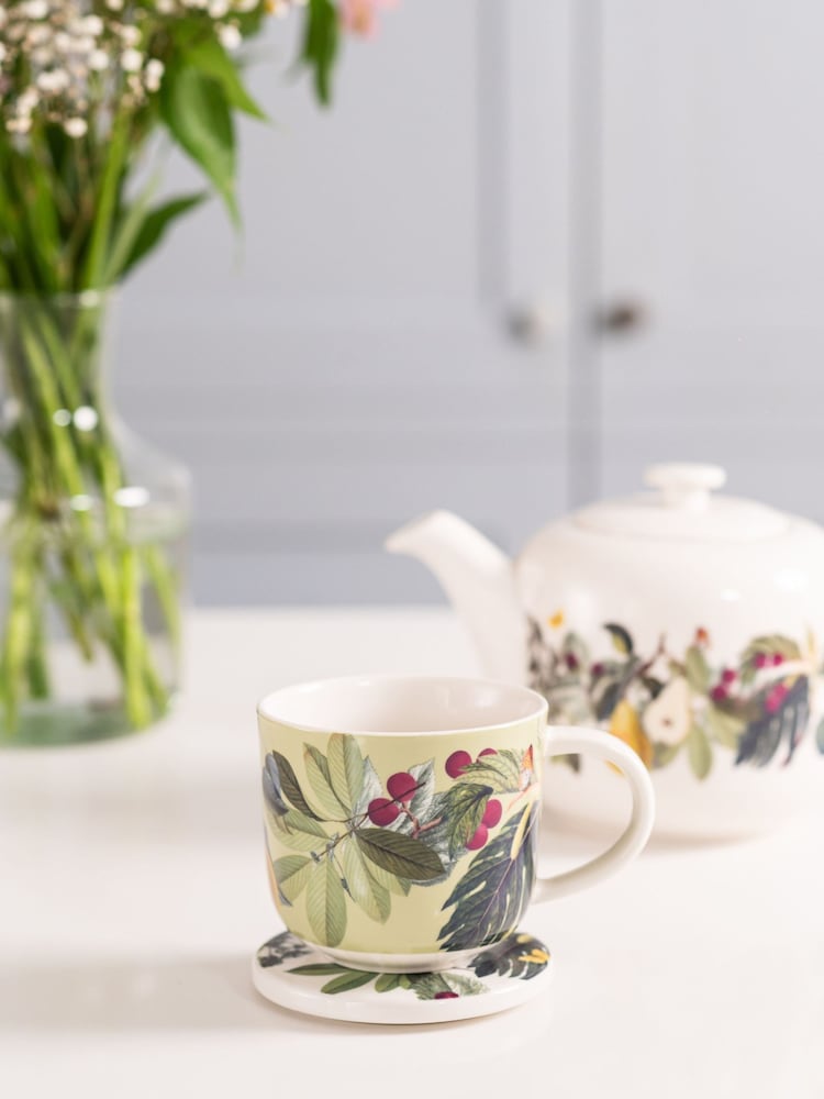 Kew Gardens Green Bloom Mug & Coaster Set - Image 1 of 4 Kew Gardens Green Bloom Mug & Coaster Set - Image 1 of 4