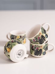 Kew Gardens Set of 4 Green Bloom Espresso Mugs - Image 1 of 2