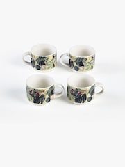 Kew Gardens Set of 4 Green Bloom Espresso Mugs - Image 2 of 2