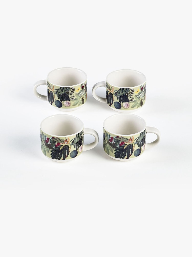 Kew Gardens Set of 4 Green Bloom Espresso Mugs - Image 2 of 2