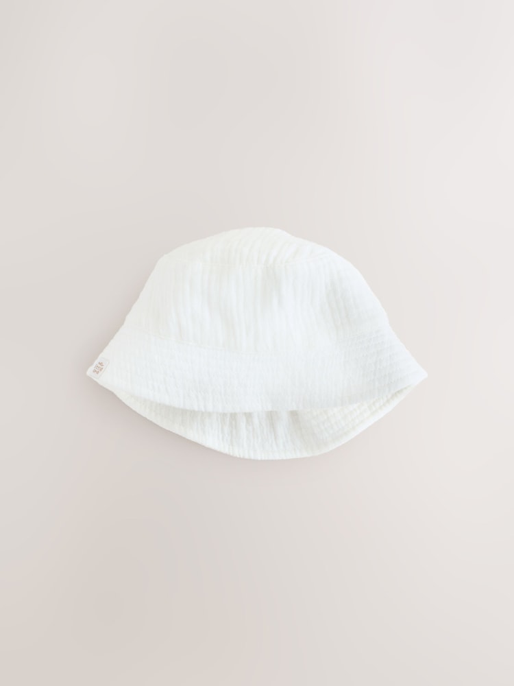 White Crinkle Baby Bucket Hat - Image 1 of 3