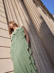 Star by Julien MacDonald Green One Shoulder Tiered Dress - Image 2 of 5
