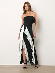 Star by Julien MacDonald Black Ruffle Detail Dress - Image 1 of 6