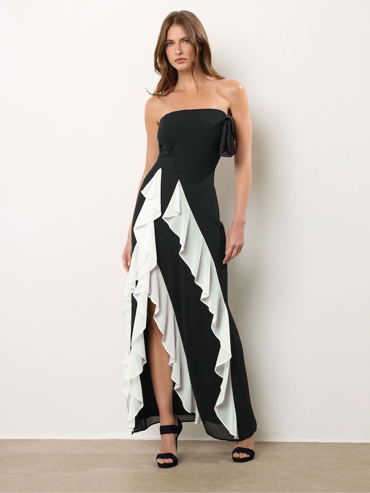 Star by Julien MacDonald Black Ruffle Detail Dress - Image 1 of 6