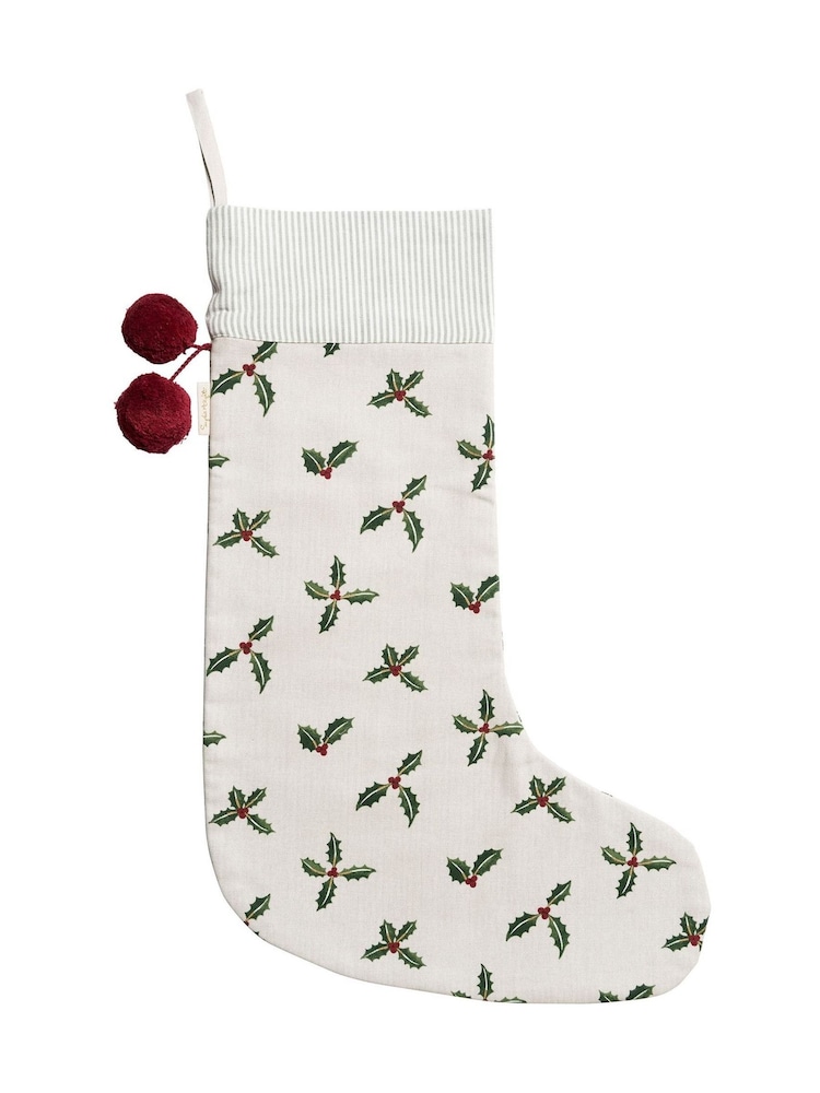 Sophie Allport Natural Holly & Berry Christmas Stocking - Image 2 of 2