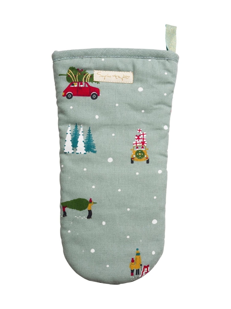 Sophie Allport Teal Blue Home for Christmas Oven Mitt - Image 2 of 2 Sophie Allport Teal Blue Home for Christmas Oven Mitt - Image 2 of 2