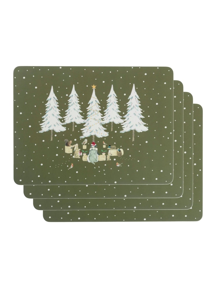 Sophie Allport Forest Green Festive Forest Placemats Set of 4 - Image 2 of 2