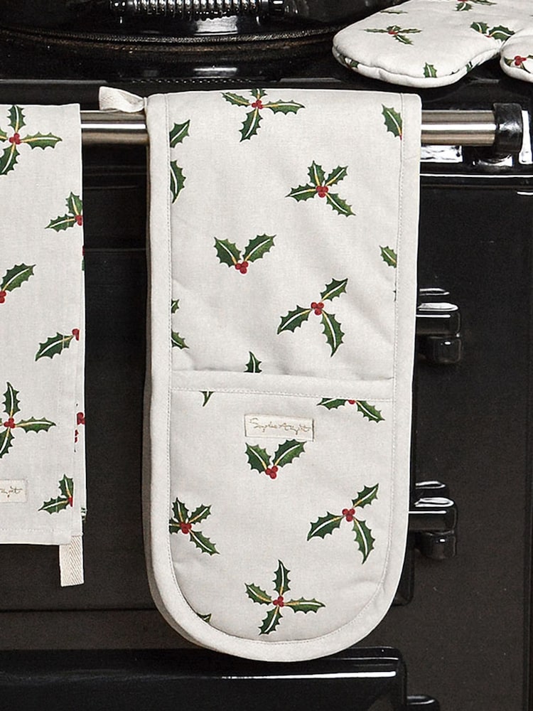 Sophie Allport Natural Holly & Berry Double Oven Glove - Image 1 of 2