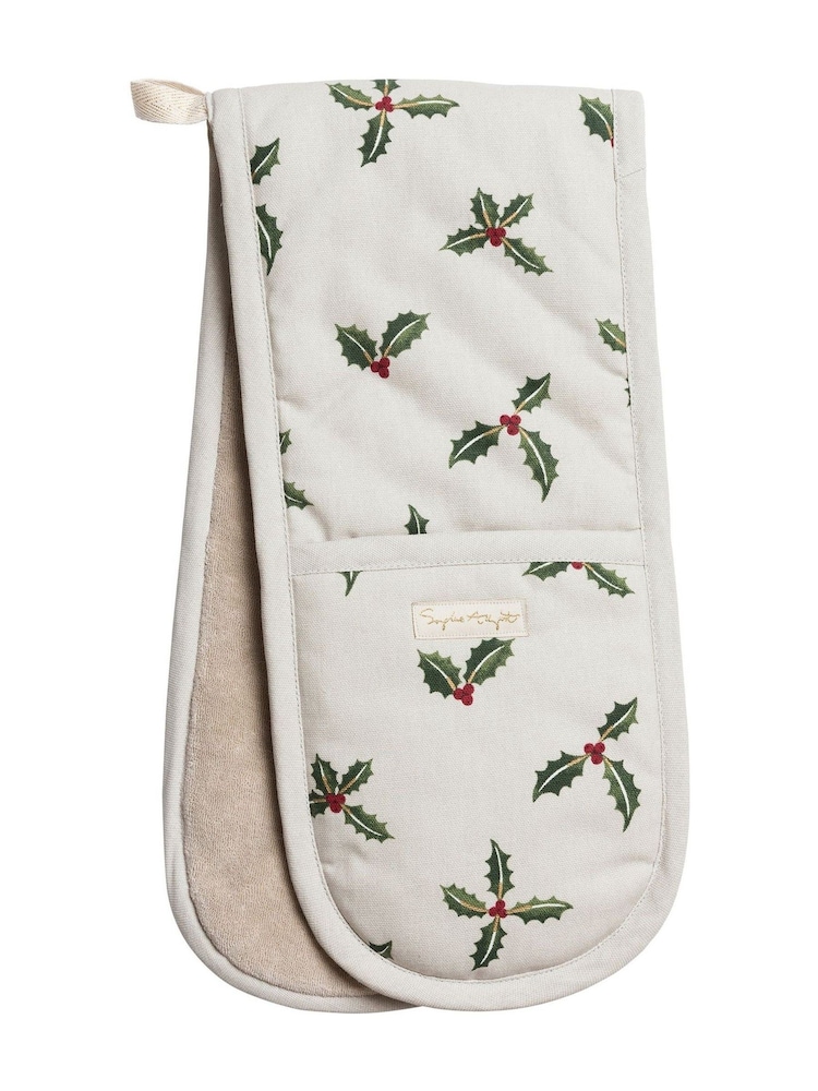 Sophie Allport Natural Holly & Berry Double Oven Glove - Image 2 of 2