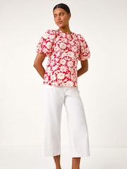 Roman Floral Print Balloon Sleeve Blouse - Imagem 2 de 5