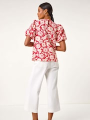 Roman Floral Print Balloon Sleeve Blouse - Imagem 3 de 5