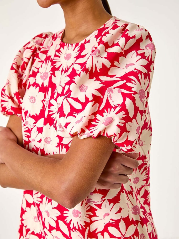 Roman Floral Print Balloon Sleeve Blouse - Imagem 5 de 5