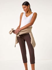 Roman Brown Cropped Stretch Denim Leggings - Image 1 of 5
