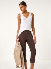 Roman Brown Cropped Stretch Denim Leggings - Image 2 of 5