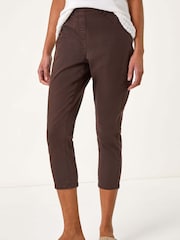 Roman Brown Cropped Stretch Denim Leggings - Image 4 of 5
