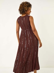 Коричневый - Roman Sequin Tiered Maxi Dress - Image 3 of 5