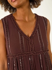 Коричневый - Roman Sequin Tiered Maxi Dress - Image 5 of 5