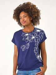 Camiseta elástica floral Roman Hotfix - Imagem 2 de 5