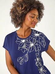 Camiseta elástica floral Roman Hotfix - Imagem 4 de 5