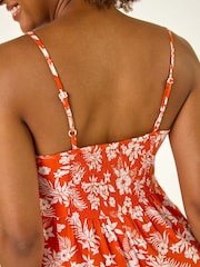Roman Orange Floral Print Strappy Sundress - Image 5 of 5