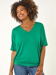 Roman Green V-Neck Grown On Sleeve Stretch T-Shirt - Image 1 of 5