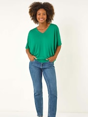 Roman Green V-Neck Grown On Sleeve Stretch T-Shirt - Image 2 of 5