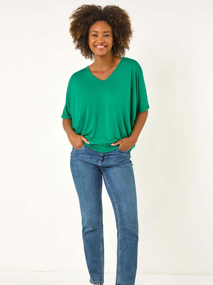 Roman Green V-Neck Grown On Sleeve Stretch T-Shirt - Image 2 of 5