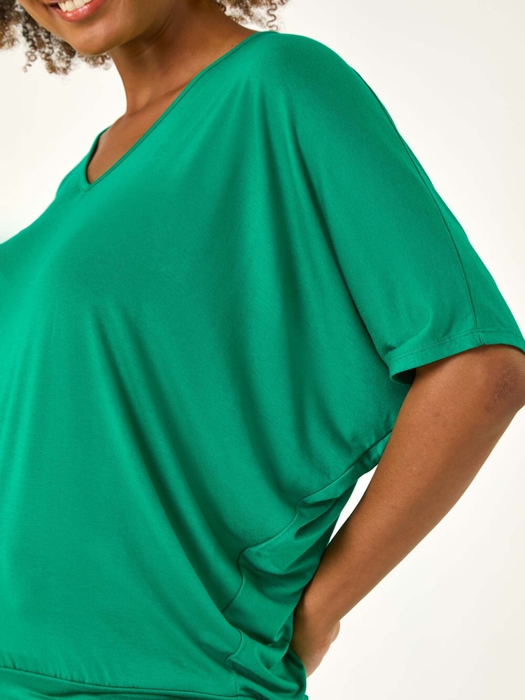 Roman Green V-Neck Grown On Sleeve Stretch T-Shirt - Image 5 of 5