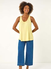 Roman Yellow Plain V-Neck Stretch Jersey Vest Top - Image 2 of 5