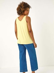 Roman Yellow Plain V-Neck Stretch Jersey Vest Top - Image 3 of 5